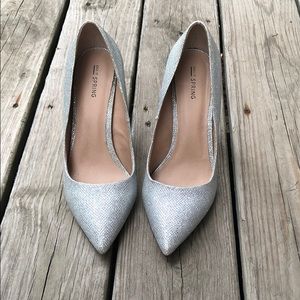 Silver Sparkle Pointed Toe Stilletos